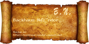 Backhaus Nándor névjegykártya
